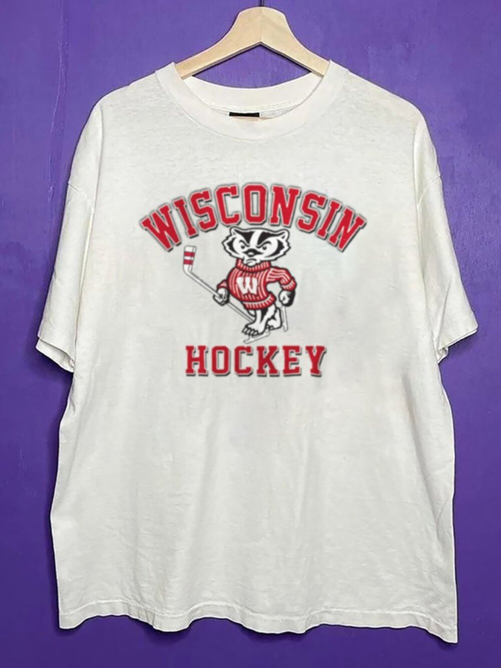 Vintage Wisconsin Badgers Hockey Logo Shirt, Retro Hockey Shirt For Men Women